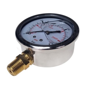 Manomètre à glycérine 0-250bar 63mm (raccord inférieur)
